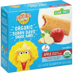 أفضل الوجبات الخفيفة العضوية للأطفال من Earth's، وجبات خفيفة للأطفال الصغار من Sesame Street، ألواح الوجبات الخفيفة العضوية في Sunny Days للأطفال الصغار بعمر سنتين فما فوق، التفاح مع النكهات الطبيعية الأخرى، 7 ألواح في كل صندوق (عبوة من 6) in Kuwait