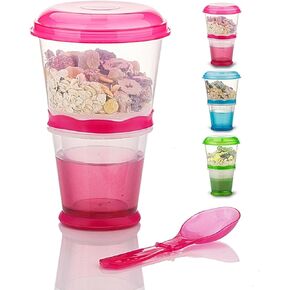 Cereal On The Go, Cup Container Breakfast Drink Milk Cups Portable Yogurt and Travel To-Go Food Containers Storage With Spoon(Blue)