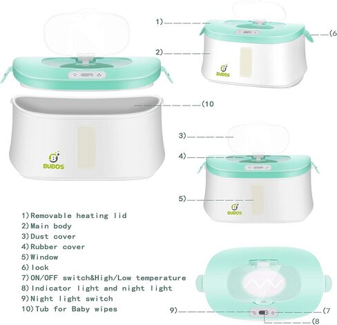 Bubos Upgraded Baby Wipe Warmer and Wet Wipes Dispenser with Advanced LED Night Light in Saudi Arabia