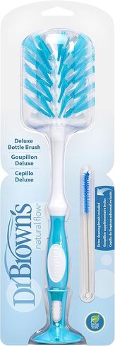 Dr. Brown's Deluxe Baby Bottle Brush with Anti-Colic Vent Cleaning Brush, Soft and Sturdy Bristles, BPA Free, Blue, 1 Pack in Saudi Arabia