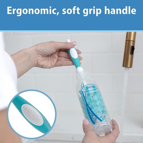 Dr. Brown's Deluxe Baby Bottle Brush with Anti-Colic Vent Cleaning Brush, Soft and Sturdy Bristles, BPA Free, Blue, 1 Pack in Saudi Arabia