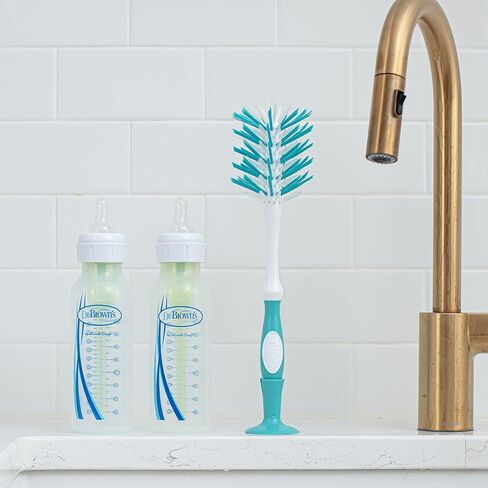 Dr. Brown's Deluxe Baby Bottle Brush with Anti-Colic Vent Cleaning Brush, Soft and Sturdy Bristles, BPA Free, Blue, 1 Pack in Saudi Arabia