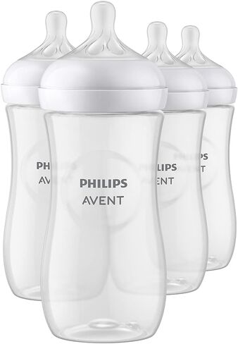Philips Avent Natural Baby Bottles with Natural Response Nipples (Slow Flow, Flow 2), 4oz, 4-Pack, SCY900/04 in Saudi Arabia