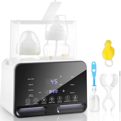 Baby Bottle Warmer, 9-in-1 Milk Warmer for Breastmilk Formula, 48H Constant Warming, with Defrost, Heat Baby Food Jars, Sterili-zing, Thawing, Accurate Temp Control, Fits 2 Bottles in Saudi Arabia