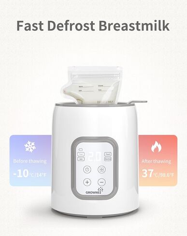 Bottle Warmer, GROWNSY 8-in-1 Fast Baby Milk Warmer with Timer for Breastmilk or Formula, Accurate Temperature Control, with Defrost, Sterili-zing, Keep, Heat Baby Food Jars Function in Saudi Arabia