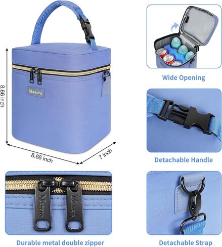 حقيبة تبريد حليب الثدي مع علبة ثلج، تناسب 6 زجاجات أطفال تصل إلى 9 أونصة معزولة حقيبة زجاجات الأطفال، مبرد حليب الثدي مانكرو أثناء التنقل مع حزام، حقيبة تبريد زجاجات الأطفال للرعاية النهارية للأمهات المرضعات، أسود in Kuwait