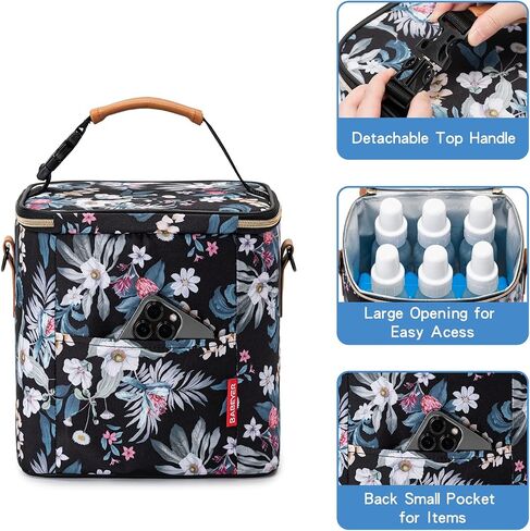 Breastmilk Cooler Bag with Ice Pack Fits 6 Baby Bottles Up to 9 Ounce, Baby Bottle Bag with Shoulder Strap for Nursing Mom Daycare, Black in Saudi Arabia