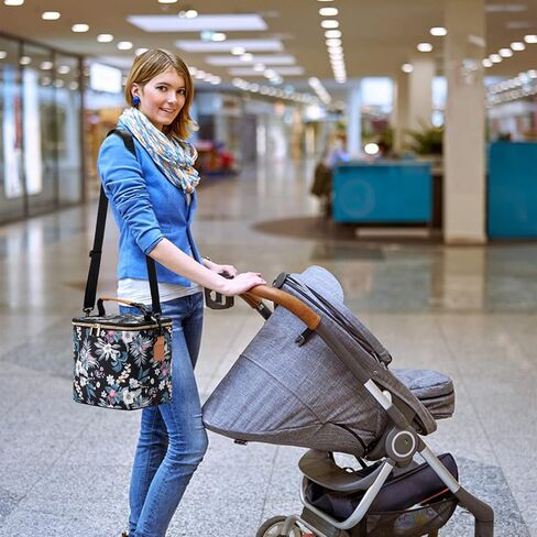 Breastmilk Cooler Bag with Ice Pack Fits 6 Baby Bottles Up to 9 Ounce, Baby Bottle Bag with Shoulder Strap for Nursing Mom Daycare, Black in Saudi Arabia
