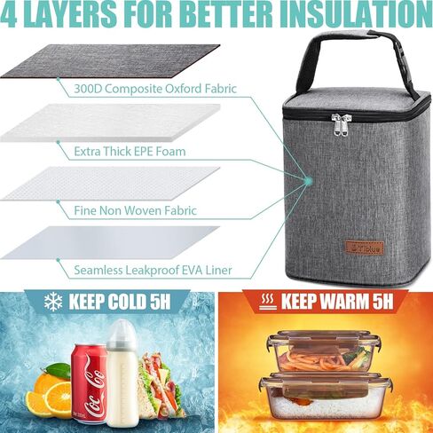 حقيبة تبريد حليب الأم معزولة لزجاجات الأطفال، حقيبة حمل زجاجات الأطفال قابلة لإعادة الاستخدام لما يصل إلى 6 زجاجات، 4 زجاجات كبيرة بوزن 9 أونصة، حقيبة غداء للفريزر، مثالية للسفر في الرعاية النهارية أو العودة إلى العمل للأم المرضعة in Kuwait