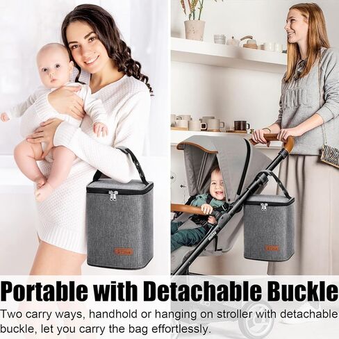 حقيبة تبريد حليب الأم معزولة لزجاجات الأطفال، حقيبة حمل زجاجات الأطفال قابلة لإعادة الاستخدام لما يصل إلى 6 زجاجات، 4 زجاجات كبيرة بوزن 9 أونصة، حقيبة غداء للفريزر، مثالية للسفر في الرعاية النهارية أو العودة إلى العمل للأم المرضعة in Kuwait