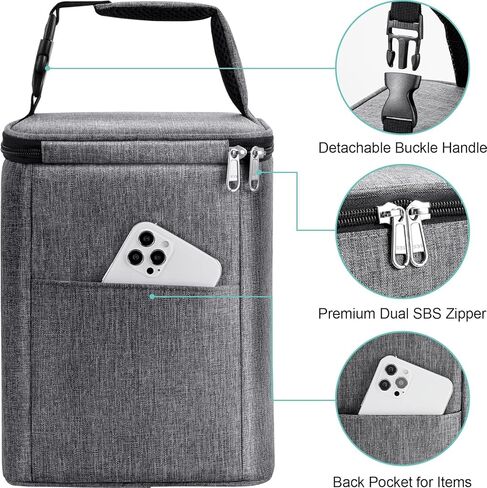 حقيبة تبريد حليب الأم معزولة لزجاجات الأطفال، حقيبة حمل زجاجات الأطفال قابلة لإعادة الاستخدام لما يصل إلى 6 زجاجات، 4 زجاجات كبيرة بوزن 9 أونصة، حقيبة غداء للفريزر، مثالية للسفر في الرعاية النهارية أو العودة إلى العمل للأم المرضعة in Kuwait