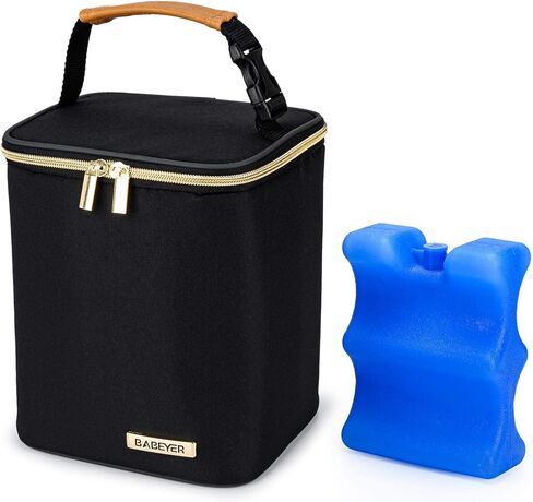 Breastmilk Cooler Bag with Ice Pack Fits 4 Baby Bottles Up to 9 Ounce, Baby Bottle Bag Great for Nursing Mom Daycare in Saudi Arabia