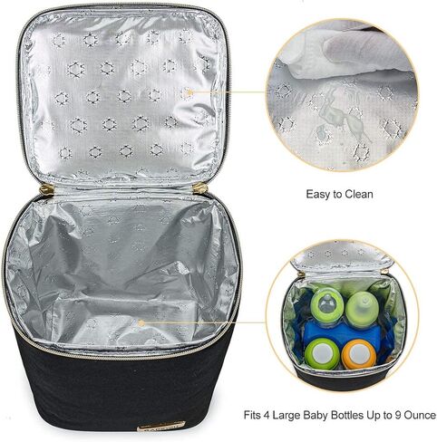 Breastmilk Cooler Bag with Ice Pack Fits 4 Baby Bottles Up to 9 Ounce, Baby Bottle Bag Great for Nursing Mom Daycare in Saudi Arabia