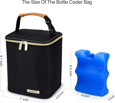 Breastmilk Cooler Bag with Ice Pack Fits 4 Baby Bottles Up to 9 Ounce, Baby Bottle Bag Great for Nursing Mom Daycare in Saudi Arabia