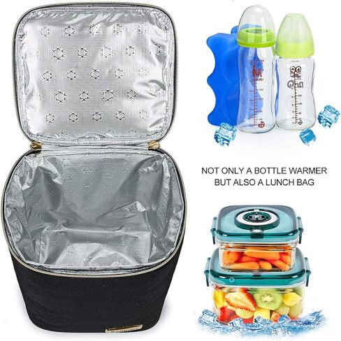 Breastmilk Cooler Bag with Ice Pack Fits 4 Baby Bottles Up to 9 Ounce, Baby Bottle Bag Great for Nursing Mom Daycare in Saudi Arabia