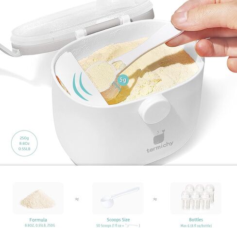 Termichy Baby Formula Dispenser, Portable Formula Dispenser Container with Scoop and Carry Handle for Travel Outdoor Activities for Baby Infant, 8.8OZ, 0.55LB, 250g (Grey,1 Pack) in Kuwait