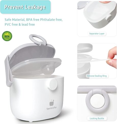 Termichy Baby Formula Dispenser, Portable Formula Dispenser Container with Scoop and Carry Handle for Travel Outdoor Activities for Baby Infant, 8.8OZ, 0.55LB, 250g (Grey,1 Pack) in Kuwait