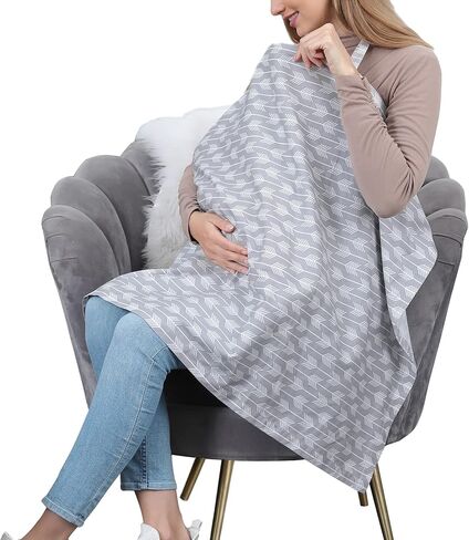 Cotton Nursing Cover for Breastfeeding - Multipurpose Breathable Mother Breastfeeding Cover (blue star) in Saudi Arabia