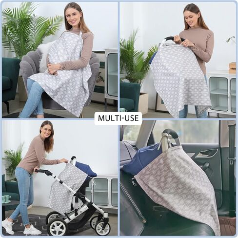 Cotton Nursing Cover for Breastfeeding - Multipurpose Breathable Mother Breastfeeding Cover (blue star) in Saudi Arabia