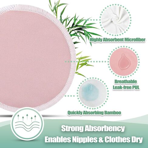 wegreeco Nursing Breast Pads (14 Pack) + Laundry Bag & Travel Storage Bag, 4.7 inch - Washable & Reusable Breastfeeding Nursing Pads (Plain Shape, Light Blue, Large) in Saudi Arabia