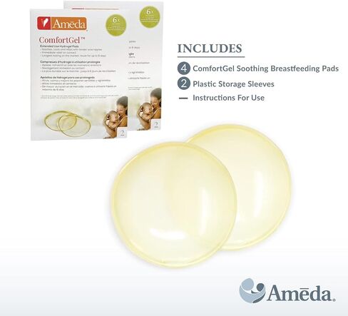Ameda ComfortGel HydroGel Soothing Nursing Pads | Breast Pads | Hydrogel Nipple Pads for Breastfeeding | Reusable Cooling Nipple Gel Pads | Breastfeeding Supplies Nursing Gel Pads | 1 Pair (2 Count) in Saudi Arabia