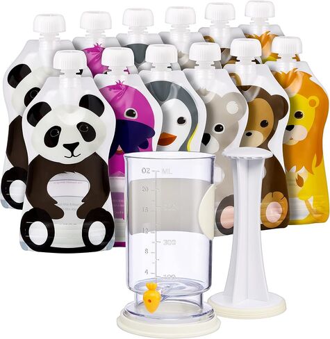 Squooshi Baby Food Pouch Maker/Filler + 12 Small 3.4 oz Pouches/The Filling Station for Homemade Baby Food, Grey in Saudi Arabia