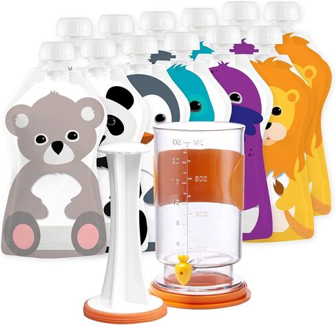 Squooshi Baby Food Pouch Maker/Filler + 12 Small 3.4 oz Pouches/The Filling Station for Homemade Baby Food, Grey in Saudi Arabia