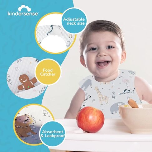 KinderSense® Disposable Baby Bibs (60 Count) for Feeding and Drooling – Travel Bibs for Baby Toddler & Child Boys & Girls | Absorbent and Leakproof - Large Bib Tray in Saudi Arabia