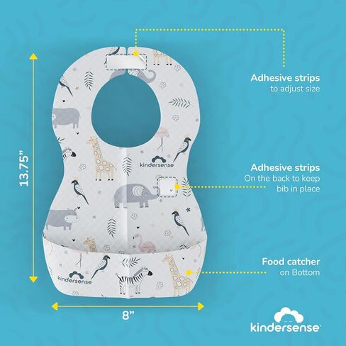 KinderSense® Disposable Baby Bibs (60 Count) for Feeding and Drooling – Travel Bibs for Baby Toddler & Child Boys & Girls | Absorbent and Leakproof - Large Bib Tray in Saudi Arabia