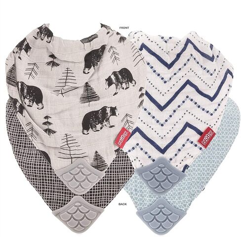 Nuby Reversible 100% Natural Cotton Muslin 2 Piece Teething Bib (Colors/Prints May Vary) in Kuwait