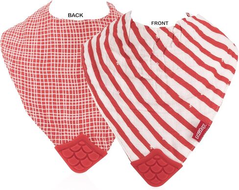 Nuby Reversible 100% Natural Cotton Muslin 2 Piece Teething Bib (Colors/Prints May Vary) in Kuwait