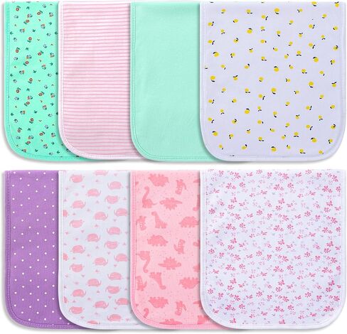 Hakochia Burp Cloths for Baby Boy & Girl Organic Cotton Large Unisex Burp Clothes Extra Absorbent Soft Neutral Burping Rags Spit Up Cloth Sets for Newborns 8 Pack (D) in Saudi Arabia