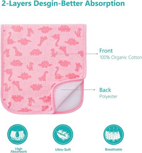Hakochia Burp Cloths for Baby Boy & Girl Organic Cotton Large Unisex Burp Clothes Extra Absorbent Soft Neutral Burping Rags Spit Up Cloth Sets for Newborns 8 Pack (D) in Saudi Arabia