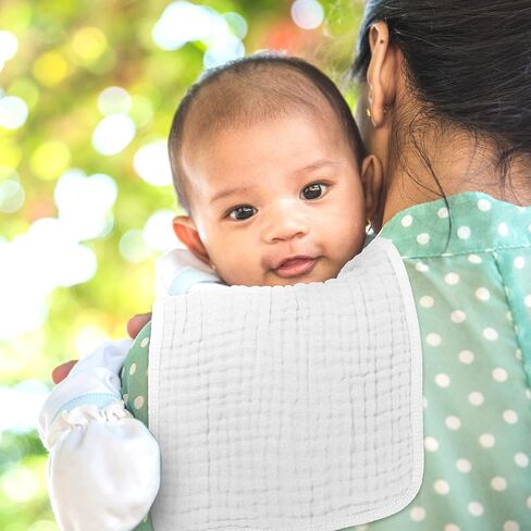 8 Pack Muslin Burp Cloths and Baby Bibs for Boy Girl 20" x 10" Cotton Baby Bandana Drool Bibs Muslin Burp Cloths Absorbent Rag for Newborn Toddler Infant Gifts(Light Color) in Saudi Arabia