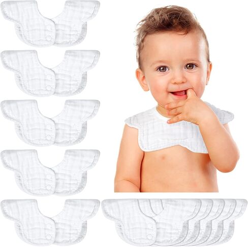 Geyoga 10 Pcs Baby Bibs 360° Rotate Baby Bandana Muslin Drool Bibs Petal Bibs Burp Gauze Cloths Absorbent Bib in Saudi Arabia