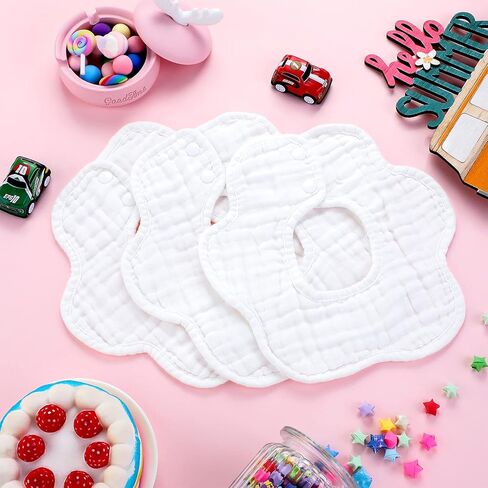 Geyoga 10 Pcs Baby Bibs 360° Rotate Baby Bandana Muslin Drool Bibs Petal Bibs Burp Gauze Cloths Absorbent Bib in Saudi Arabia