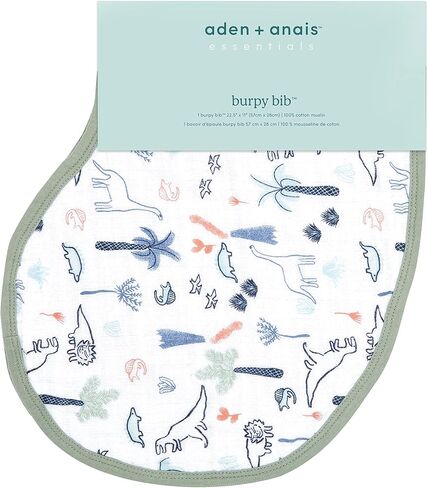aden + anais Essentials Disney Baby Burpy Baby Bib, 100% Cotton Muslin, Soft Absorbent 4 Layers, Multi-Use Burp Cloth and Bib, 22.5" X 11", Single, Disney + Friends in Saudi Arabia
