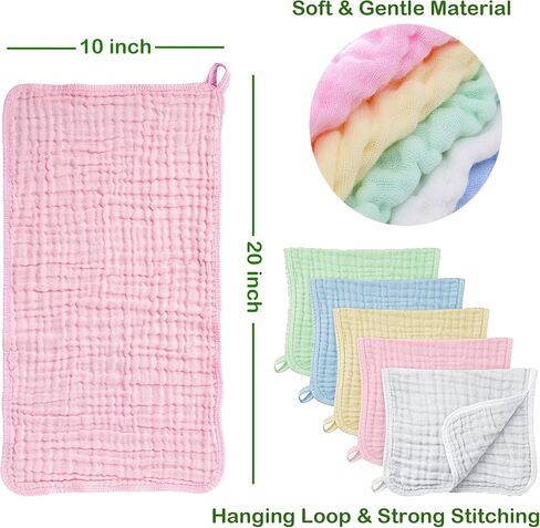 Olivok Muslin Baby Burp Cloths, Pack of 5, 100% Muslin Cotton Burp Napkins, Absorbent and Soft Muslin Feeding Rags for Girls and Boys, 6 Layers Soft Infant Muslin Burp Wipes (Multicolored). in Saudi Arabia