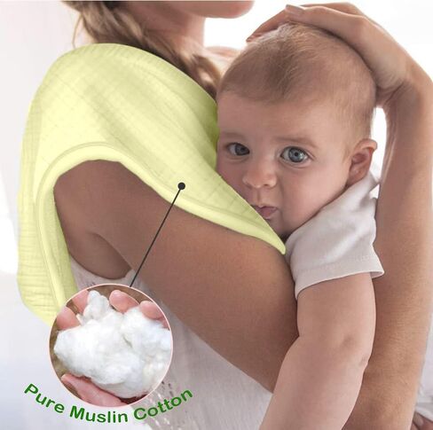 Olivok Muslin Baby Burp Cloths, Pack of 5, 100% Muslin Cotton Burp Napkins, Absorbent and Soft Muslin Feeding Rags for Girls and Boys, 6 Layers Soft Infant Muslin Burp Wipes (Multicolored). in Saudi Arabia