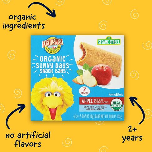 أفضل الوجبات الخفيفة العضوية للأطفال من Earth's، وجبات خفيفة للأطفال الصغار من Sesame Street، ألواح الوجبات الخفيفة العضوية في Sunny Days للأطفال الصغار بعمر سنتين فما فوق، التفاح مع النكهات الطبيعية الأخرى، 7 ألواح في كل صندوق (عبوة من 6) in Saudi Arabia