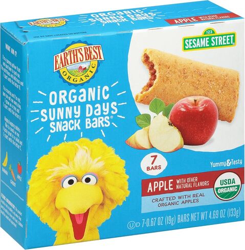 أفضل الوجبات الخفيفة العضوية للأطفال من Earth's، وجبات خفيفة للأطفال الصغار من Sesame Street، ألواح الوجبات الخفيفة العضوية في Sunny Days للأطفال الصغار بعمر سنتين فما فوق، التفاح مع النكهات الطبيعية الأخرى، 7 ألواح في كل صندوق (عبوة من 6) in Saudi Arabia