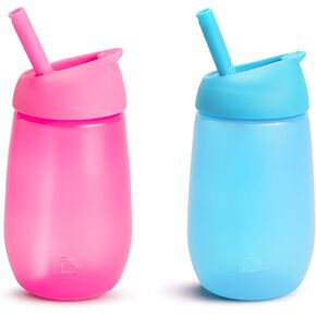 Munchkin® Simple Clean™ Toddler Sippy Cup with Easy Clean Straw, 10 Ounce, 2 Pack, Blue/Green