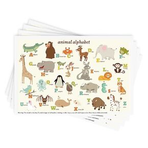 Babebay Disposable Placemats for Baby, 60 Pack Sticky Toddler Placemat for Restaurants, Dining Table, Party, Travel, 12" x 18" with 2 Designs