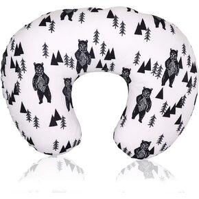 TANOFAR Bear Nursing Pillow Cover, Breastfeeding Pillow Slipcover for Baby Boys & Girls, Nursing Pillow Case for Newborn, Soft Fabric Fits Snug On Infant, Washable & Breathable, Black & White Animal
