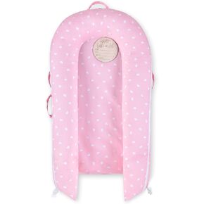 Newborn Baby Lounger Cover with 'Hello World' Sign, Compatible with Dock A Tot Deluxe+ Lounger (Pastel Geometry), Machine Washable - 100% Cotton Cover for Baby Dock Lounger (Cover Only)