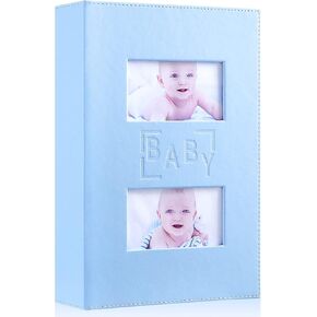 Ywlake Baby Boy Photo Album 4x6 300 Pocket Pictures, Leather Cover Newborn Shower Boy Bebe Album Holds 300 Horizontal Pictures Blue