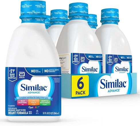 Similac Advance Infant Formula with Iron, Ready-to-Feed Baby Formula, 32-fl-oz Bottle, Pack of 6 in Kuwait
