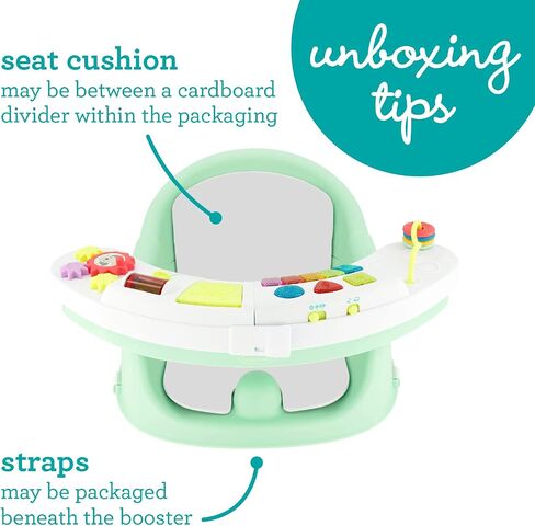 Infantino Music & Lights 3-in-1 Discovery Seat & Booster, Teal | 20 sounds & songs, Converts from infant seat to booster, Fits dining or kitchen chairs, Includes removable snack tray in Saudi Arabia