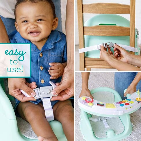 Infantino Music & Lights 3-in-1 Discovery Seat & Booster, Teal | 20 sounds & songs, Converts from infant seat to booster, Fits dining or kitchen chairs, Includes removable snack tray in Saudi Arabia
