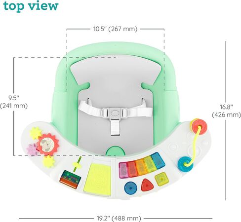 Infantino Music & Lights 3-in-1 Discovery Seat & Booster, Teal | 20 sounds & songs, Converts from infant seat to booster, Fits dining or kitchen chairs, Includes removable snack tray in Saudi Arabia
